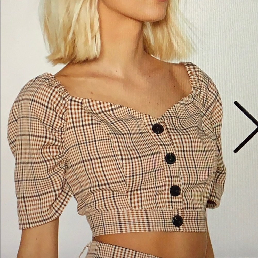 ISO Nasty Gal Checked Out Cropped Blouse - Picture 2 of 2